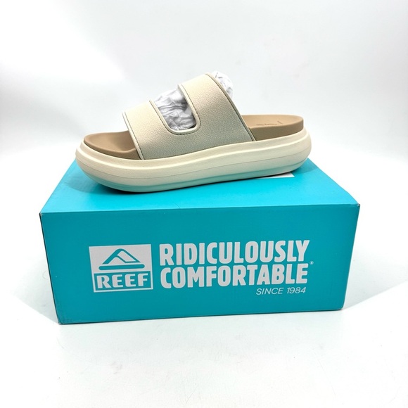 NWT Reef Cushion Bondi 2 Bar Platform Sandals in Vintage/Oasis - Picture 2 of 7